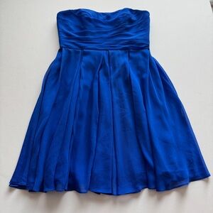 David's Bridal Blue Strapless Ruched A-line Dress
